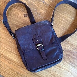 Vintage Brown Leather Crossbody Purse